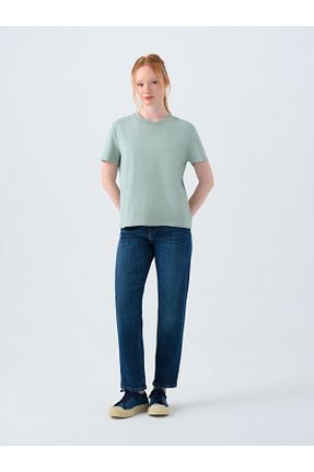 تیشرت سبز زنانه یقه دوچرخه Loft - کد 922260786