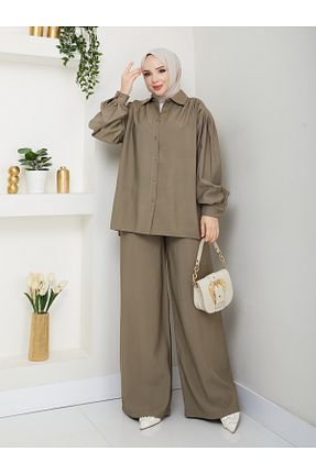 ست بالاتنه و پائین تنه حجاب سبز زنانه رگولار SG SARİALGİYİM - کد 931354630