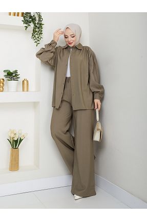 ست بالاتنه و پائین تنه حجاب سبز زنانه رگولار SG SARİALGİYİM - کد 931354630