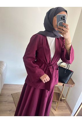 ست بالاتنه و پائین تنه زرشکی زنانه پلی استر Line By Touches - کد 931375825