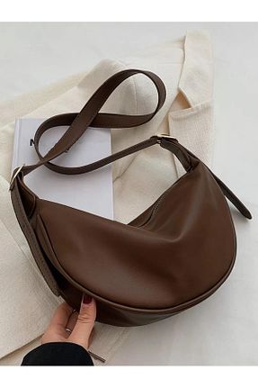 کیف دوشی قهوه ای زنانه چرم مصنوعی NBİBAGS - کد 931368208