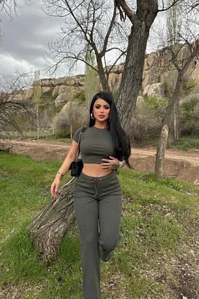 ست بالاتنه و پائین تنه خاکی زنانه بافتنی Siner Fashion - کد 925991191