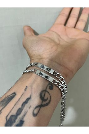 دستبند استیل (فولاد) طوسی زنانه استیل ضد زنگ Çelik - کد 931368062