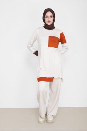 ست بالاتنه و پائین تنه حجاب طوسی زنانه رگولار Alvina - کد 803963783