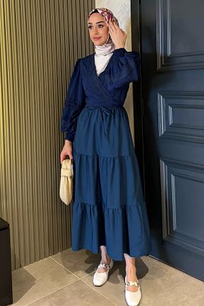 دامن حجاب سرمه ای زنانه کمر کش دار Julude - کد 931385218