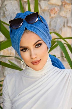 کلاه شنای حجاب آبی زنانه Aişe Tesettür - کد 931405994