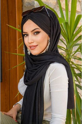 شال مشکی زنانه پنبه پلی استر Aişe Tesettür - کد 815613394