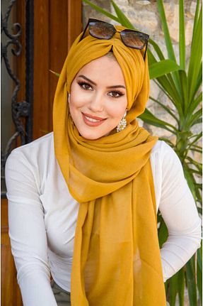 روسری خاکی پنبه ای Aişe Tesettür - کد 886551638