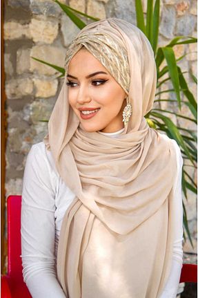 شال بژ زنانه پنبه پلی استر Aişe Tesettür - کد 732712471