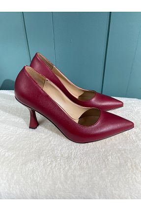 کفش پاشنه بلند کلاسیک زرشکی زنانه چرم Zişan Shoes - کد 835665639