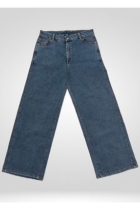 شلوار جین سایز بزرگ آبی زنانه پاچه گشاد Butik - کد 931443734