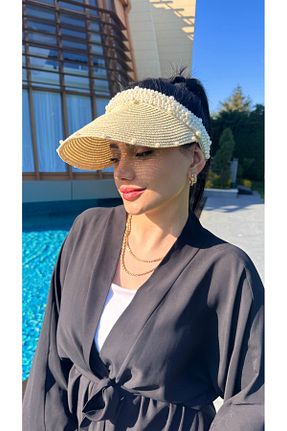 کلاه بژ زنانه حصیر Luminos Butik - کد 920514621