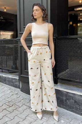 شلوار طوسی زنانه کتان GÜLSELİ - کد 931451665