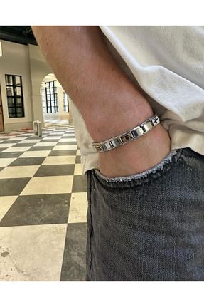 دستبند استیل (فولاد) طوسی استیل ضد زنگ SiShine Collection - کد 931451542