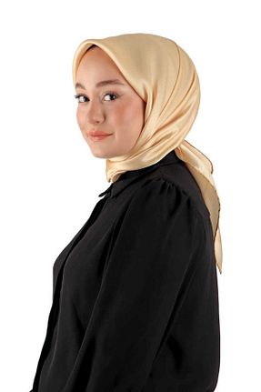 روسری طلائی کرپ ساتن ابریشم Bursa İpek - کد 831121429
