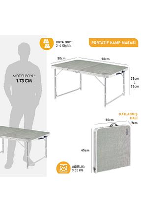 میز کمپ طوسی فلزی HAEGS - کد 871686284