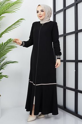مانتو بلند حجاب مشکی زنانه hafsamina - کد 743031133