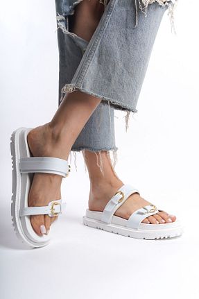 دمپائی سفید زنانه چرم مصنوعی bakacstore - کد 831291049