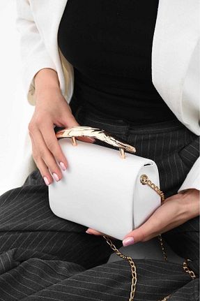 کیف دوشی سفید زنانه چرم مصنوعی larosee - کد 931488521
