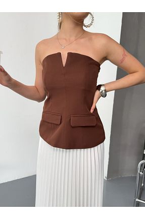 بلوز قهوه ای زنانه ساده Bang - کد 931487182