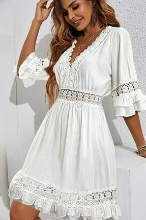 لباس سفید زنانه بافتنی FASHION COCKTAIL - کد 46375293
