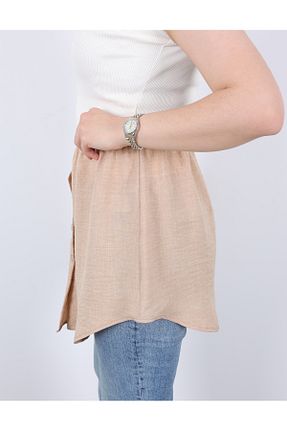دامن سایز بزرگ بژ زنانه کتان Linvey - کد 934093394
