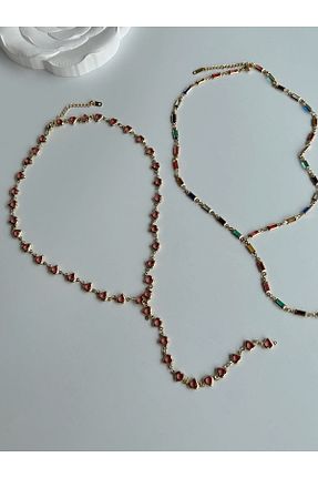 گردنبند جواهر صورتی زنانه برنجی Store - کد 931499181
