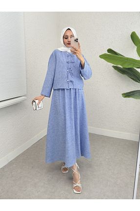 ست بالاتنه و پائین تنه آبی زنانه بافتنی Modamorfo - کد 929086095