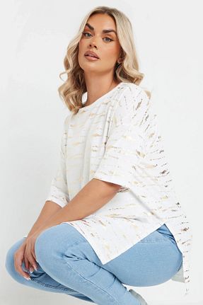 تیشرت سایز بزرگ سفید زنانه سایز بزرگ Stil Diva - کد 931505186