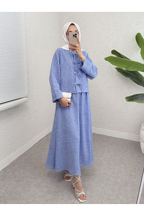 ست بالاتنه و پائین تنه آبی زنانه بافتنی Modamorfo - کد 929086095