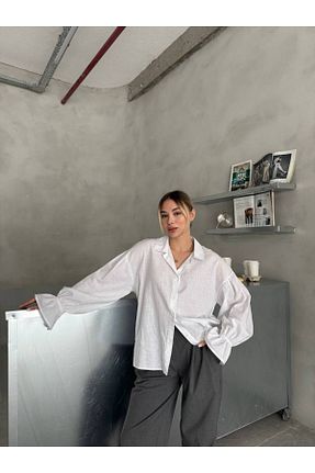 پیراهن سفید زنانه اورسایز Zey Studio - کد 931550196