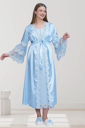 لباس شب بارداری آبی زنانه ساده Mecit Pijama - کد 931576914