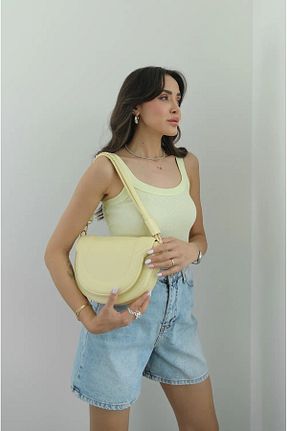 کیف دوشی زرد زنانه چرم مصنوعی BAGS - کد 931579311