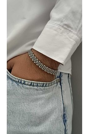 دستبند استیل (فولاد) طوسی مردانه استیل ضد زنگ shop - کد 931586006