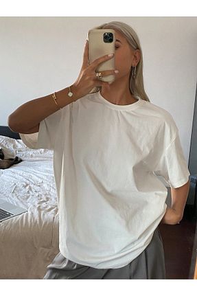 تیشرت سفید زنانه اورسایز Bengi Clothing - کد 939963670
