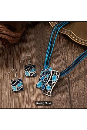 گردنبند جواهر آبی زنانه فلزی Store - کد 901596610