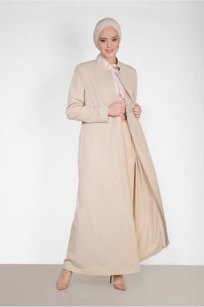 مانتو بلند حجاب بژ زنانه Alvina - کد 865382535