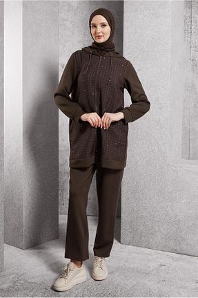 ست گرمکن حجاب قهوه ای زنانه رگولار Alvina - کد 869706448