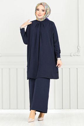ست بالاتنه و پائین تنه حجاب سرمه ای زنانه رگولار ModaMerve - کد 932187228