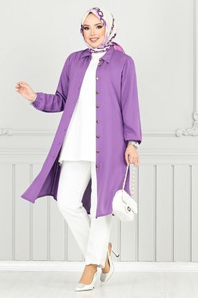 تونیک حجاب بنفش زنانه ویسکون ModaMerve - کد 931674714