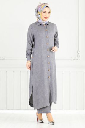 ست بالاتنه و پائین تنه طوسی زنانه بافتنی ModaMerve - کد 931674808