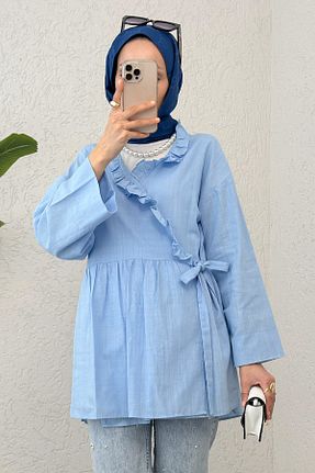 تونیک حجاب آبی زنانه پنبه ای Salih Çelebi - کد 932359495