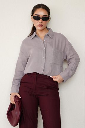 پیراهن طوسی زنانه رگولار Seeh - کد 833691897