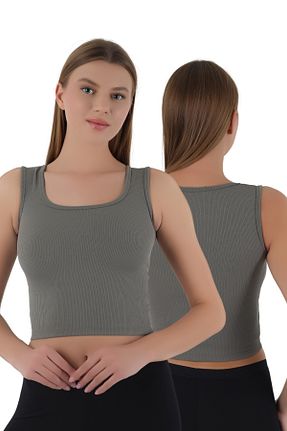 بادی خاکی زنانه یقه مربعی ARMİLLİA DİMODA - کد 320518334