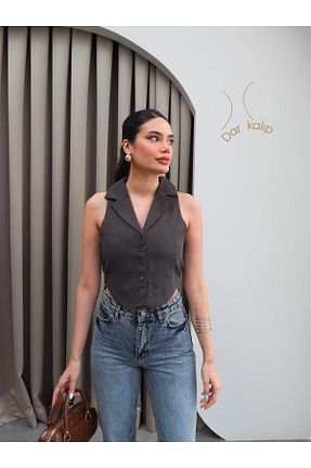 جلیقه طوسی زنانه رگولار ESRAHELVACI - کد 931230625