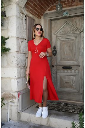 لباس قرمز زنانه بافتنی StilVibe - کد 931777988