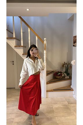 دامن قرمز زنانه ویسکون Rüyagibimoda - کد 931777462