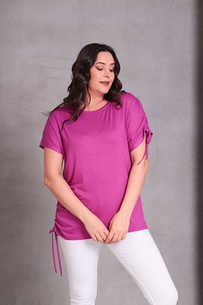بلوز سایز بزرگ بنفش زنانه رگولار Esina - کد 931782632