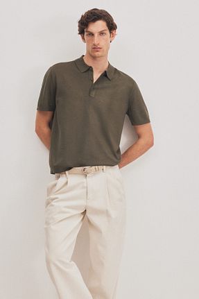پولوشرت خاکی مردانه تریکو H&M - کد 931819684