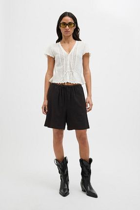 شلوارک و برمودا مشکی زنانه فاق بلند Jack & Jones - کد 931804557